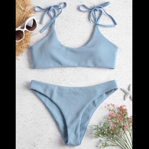Zaful Light Blue Tie Bikini